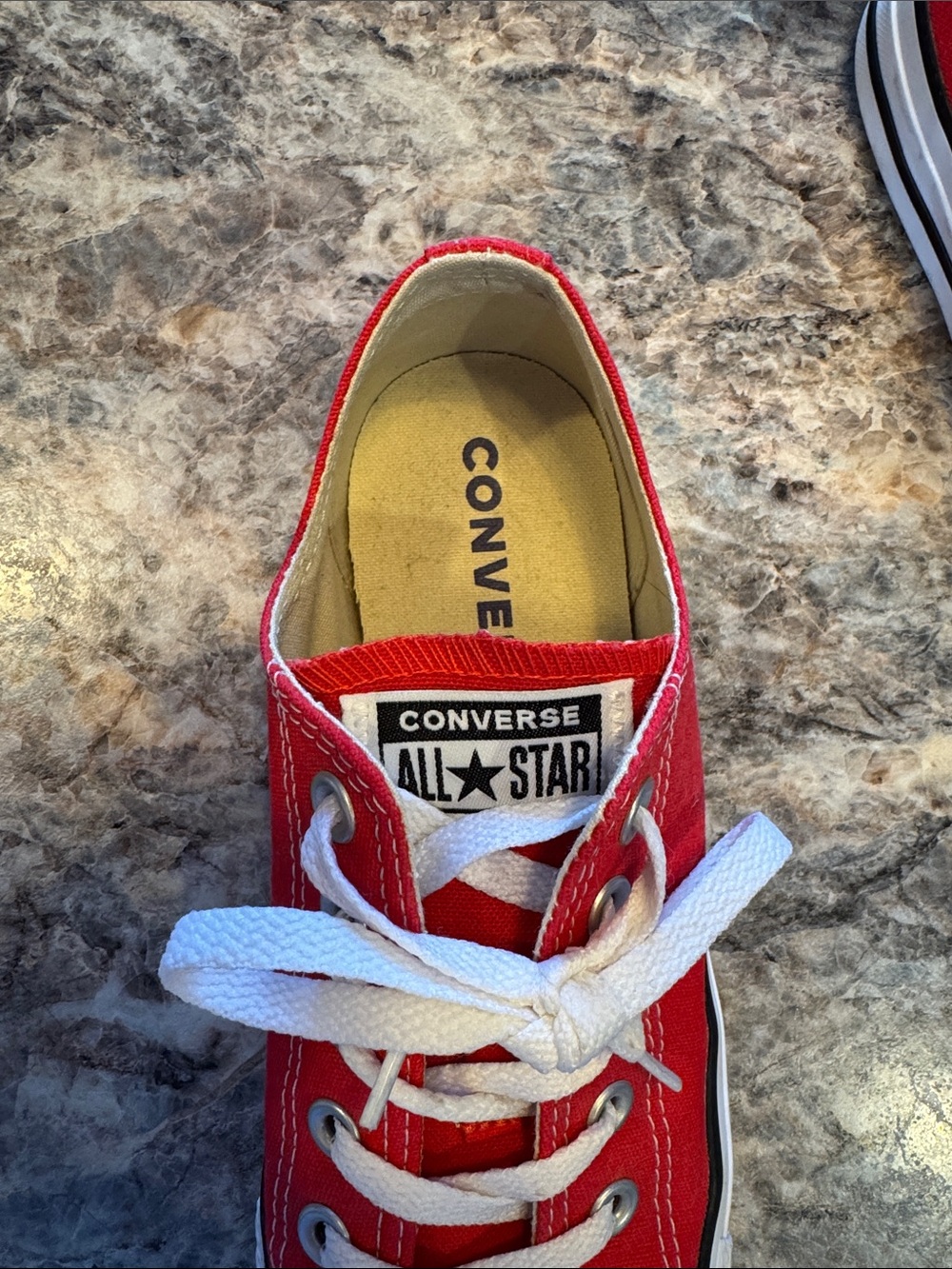 Converse Red Low-Top Canvas Sneakers with White Laces - Picture 5 of 7